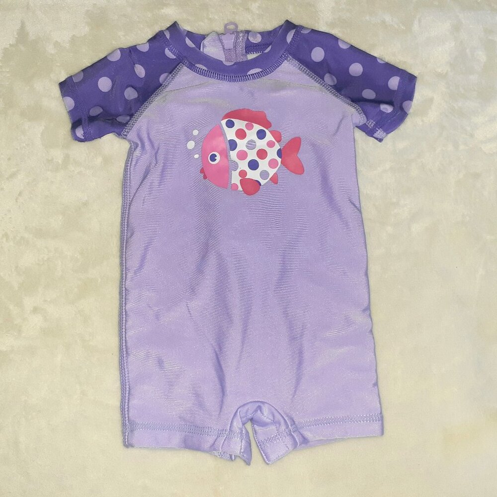 WAVE ZONE 1 PC SWIMSUIT RASH GUARD SUN PROTECTION SUIT-GIRLS SIZE 3-6 MO